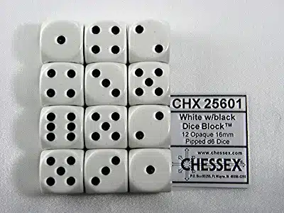 Opaque White/black D6 16mm (12 stuks)