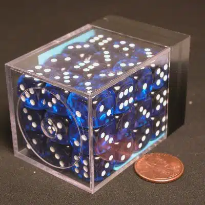 Translucent Blue/white D6 12mm (36 stuks)