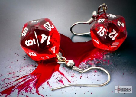 Translucent Red Mini-Poly D20 - Hook Earrings