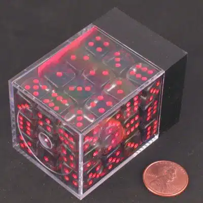 Translucent Smoke/red D6 12mm (36 stuks)