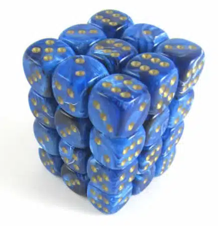 Vortex Blue/Gold D6 12mm (36 stuks)