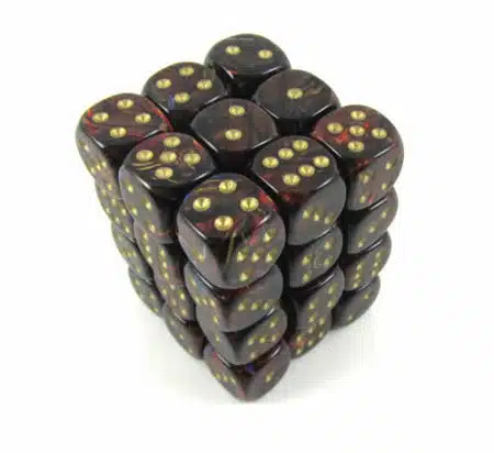 Scarab Blue Blood/gold D6 12mm (36 stuks)