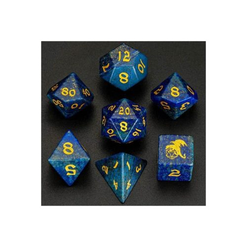 Lapis Lazuli - Gemstone Dice set in Fancy Dice box - 7 stuks