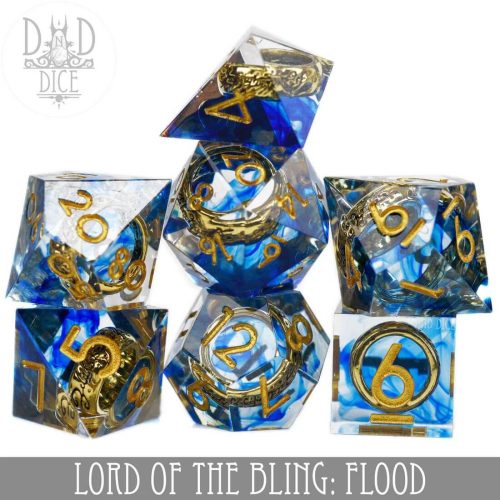 Lord of the Bling: Flood - Handmade Dice set - 7 stuks