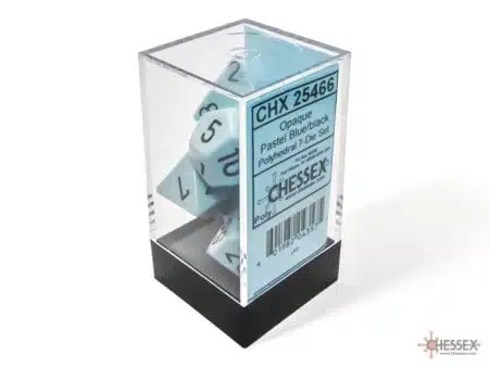 Opaque Pastel Blue/Black Polydice - 7 stuks