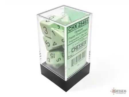 Opaque Pastel Green/Black Polydice (7 stuks)
