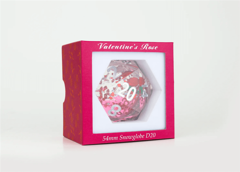 Valentine's Rose - 54mm Snowglobe d20