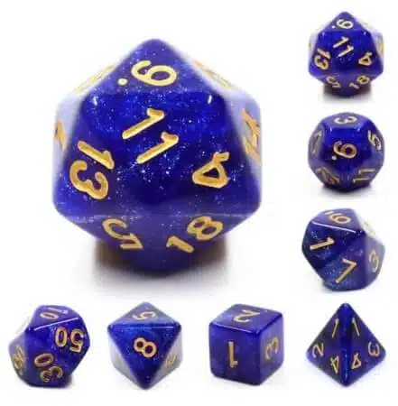 Black & Blue Galaxy - Dice set - 7 stuks