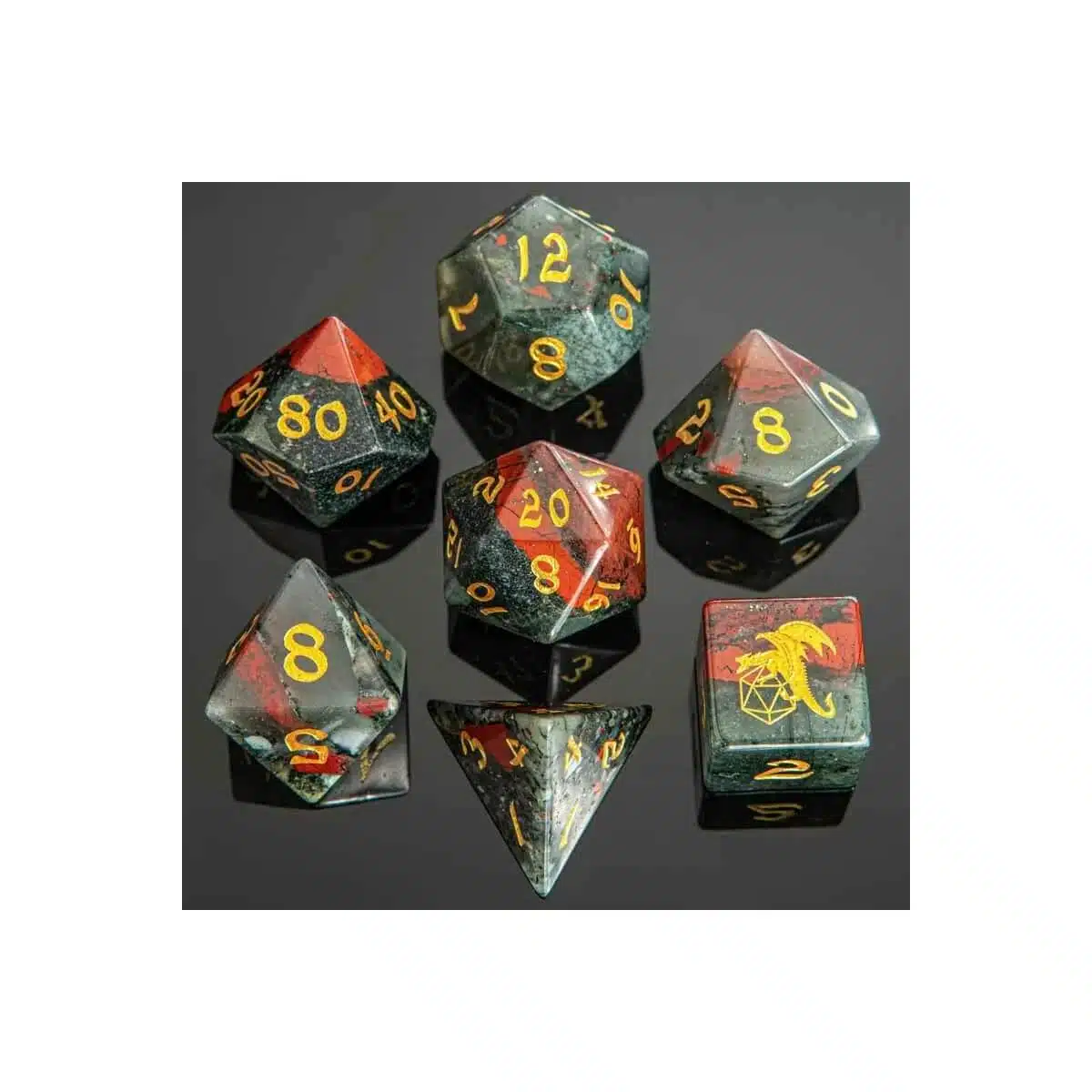 Bloodstone - Gemstone Dice - 7 stuks