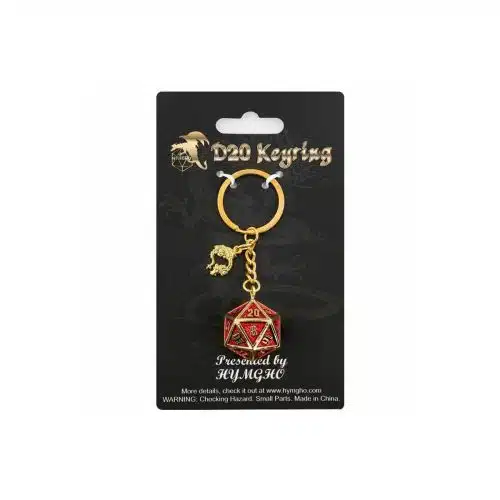 Draconic Gold & Ruby - D20 Metal Keychain
