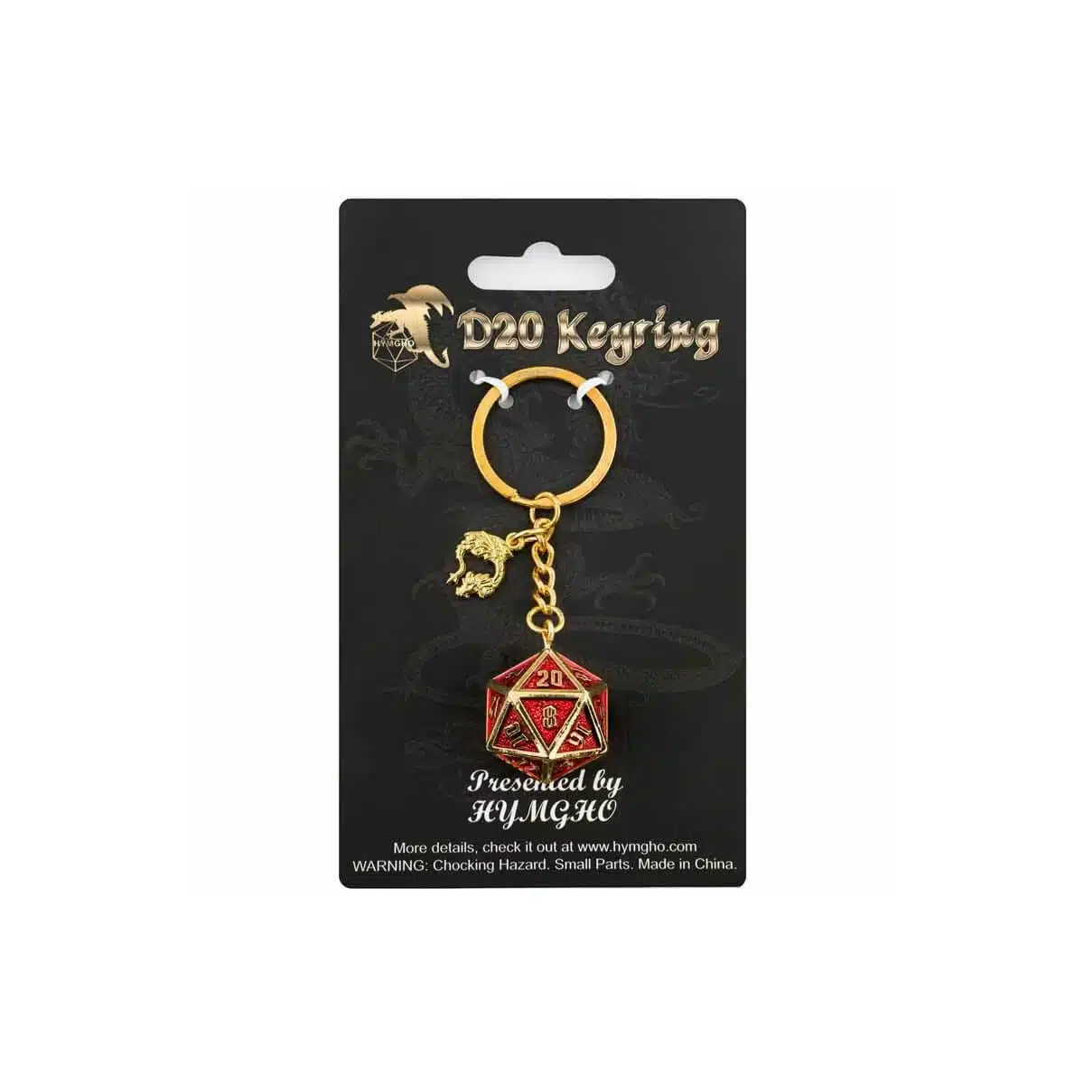 Draconic Gold & Ruby - D20 Metal Keychain