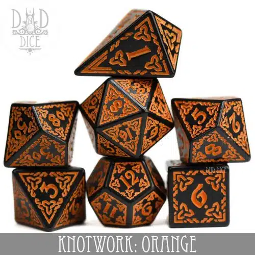 Knotwork: Orange - Dice set - 7 stuks