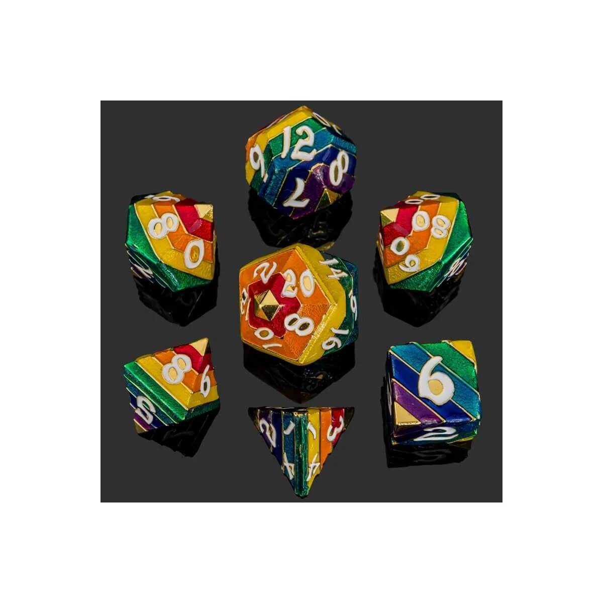 Rainbow Pride - Metal Dice - 7 stuks