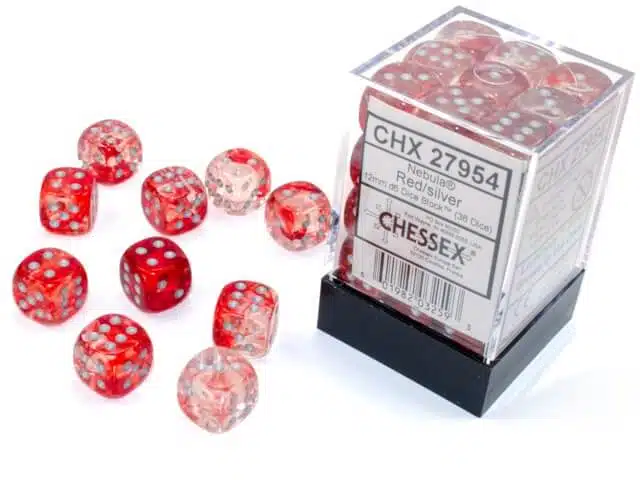 Nebula Red/Silver D6 12mm (36 stuks)