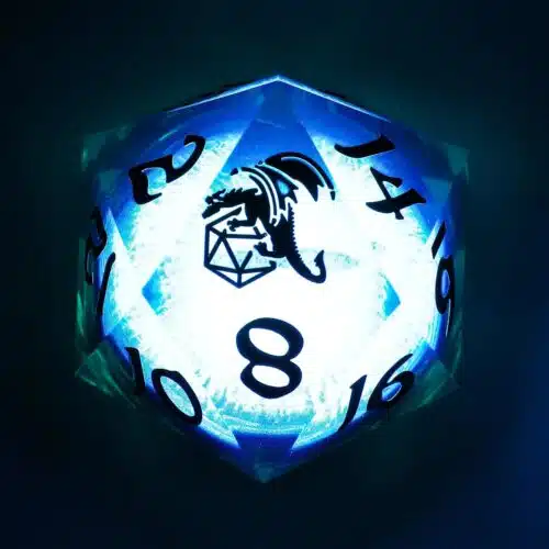 ''Always Watching'' Chonk Beholder's Eyeball with LED Light 33 MM - Liquid Core Dice set - 7 stuks
