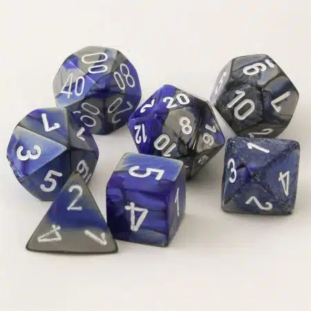 Gemini Blue-Steel/white Polydice - 7 stuks