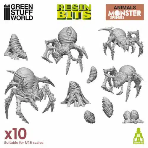 10 Monster Spiders - Unpainted Miniatures