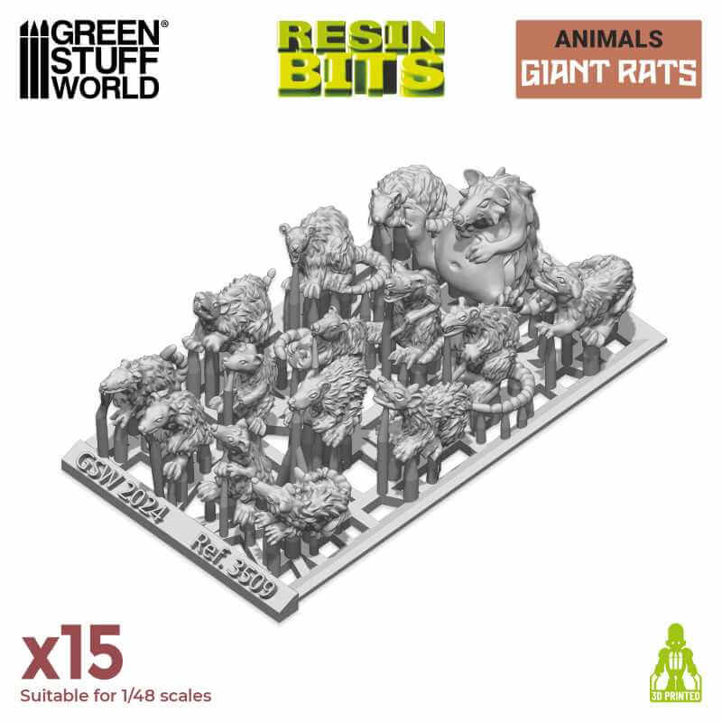 15 Giant Rats - Unpainted Miniatures