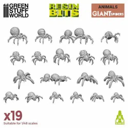 19 Giant Spiders - Unpainted Miniatures
