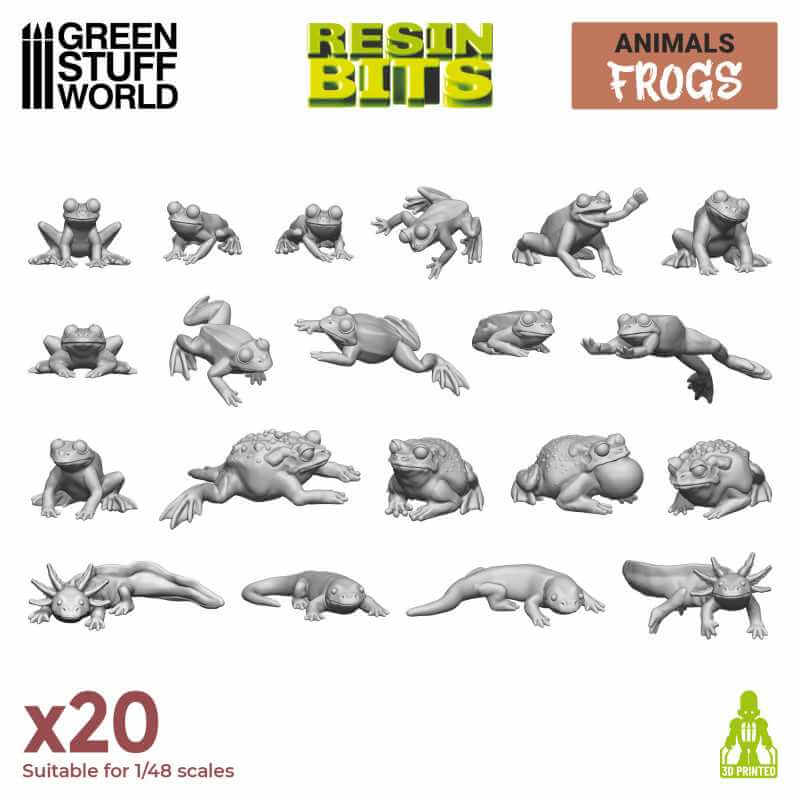 20 Frogs and Toads - Unpainted Miniatures