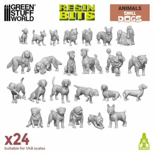 24 Small Dogs - Unpainted Miniatures