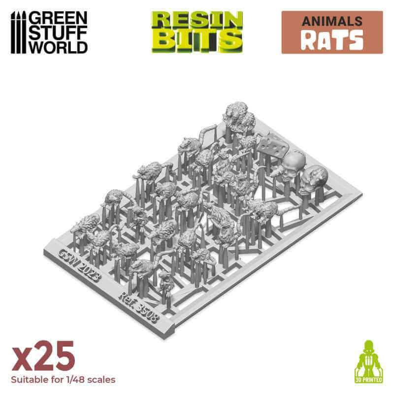 25 Small Rats - Unpainted Miniatures