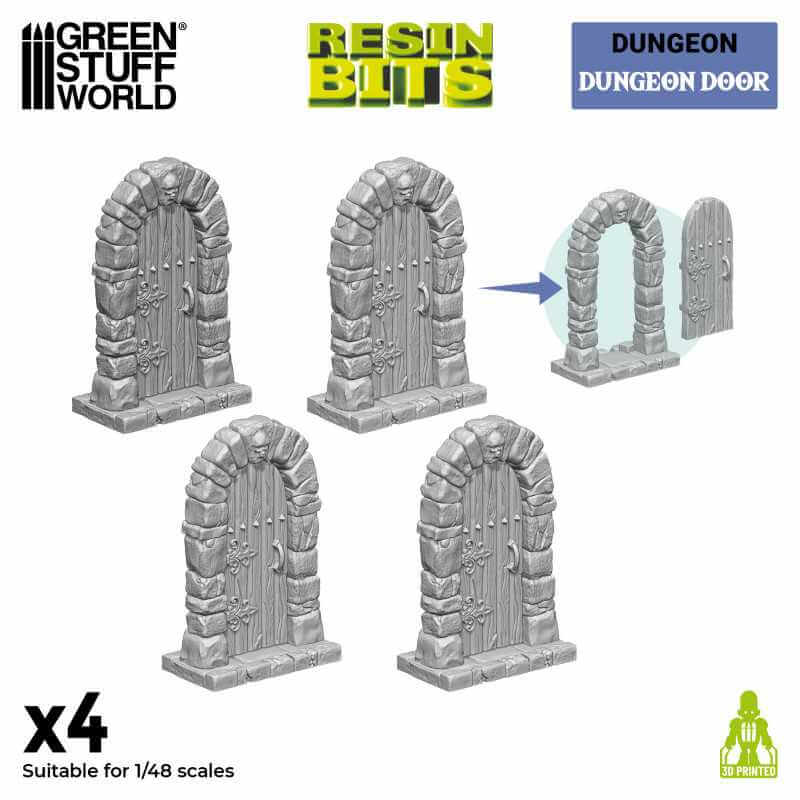 4 Dungeon Doors- Unpainted Miniatures