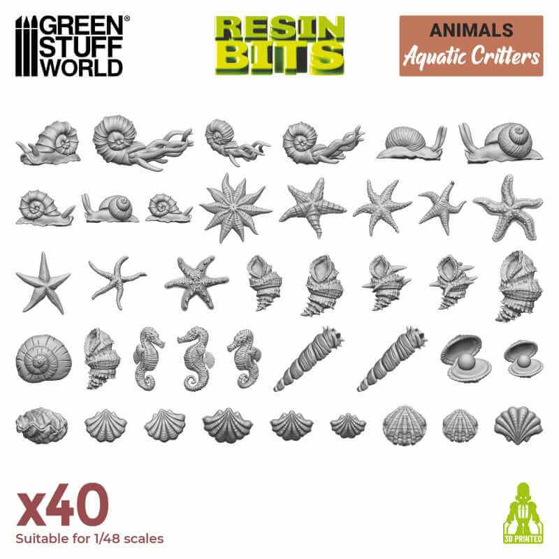 40 Aquatic Critters - Unpainted Miniatures