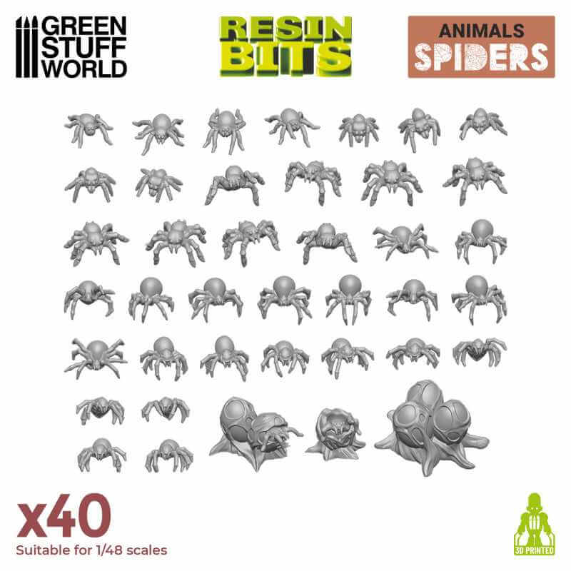40 Small Spiders - Unpainted Miniatures
