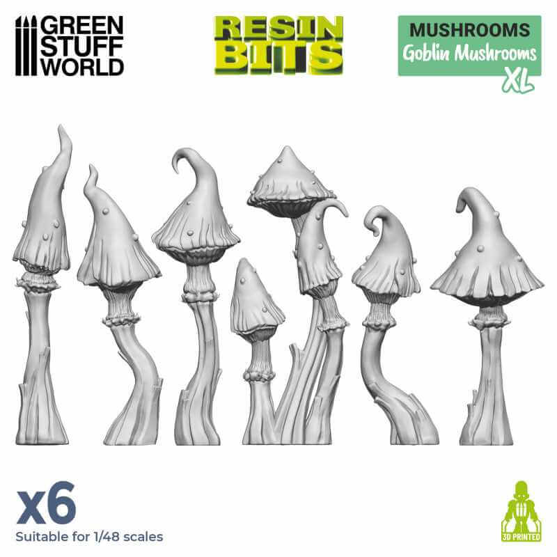 6 XL Goblin Mushrooms - Unpainted Miniatures