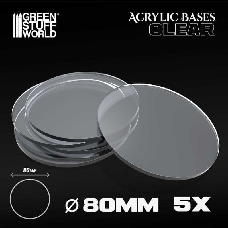 Clear - Acrylic Round Base 80mm - 5 stuks