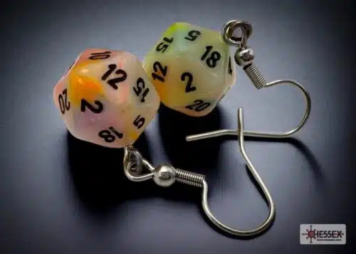 Festive Circus Mini-Poly D20 - Hook Earrings