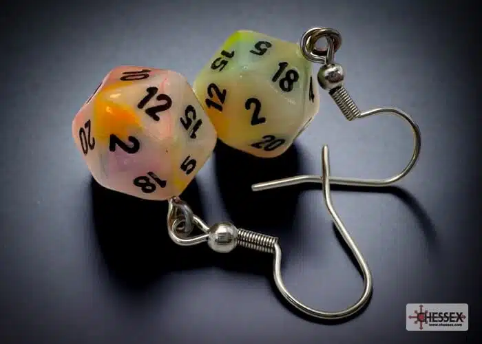 Festive Circus Mini-Poly D20 - Hook Earrings