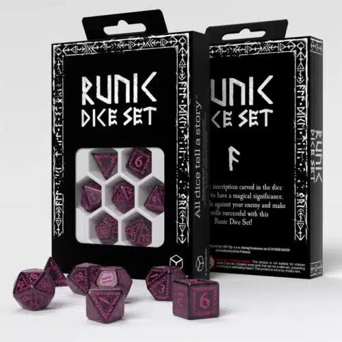 Shimmering black with magenta - Polydice Set - 7 stuks