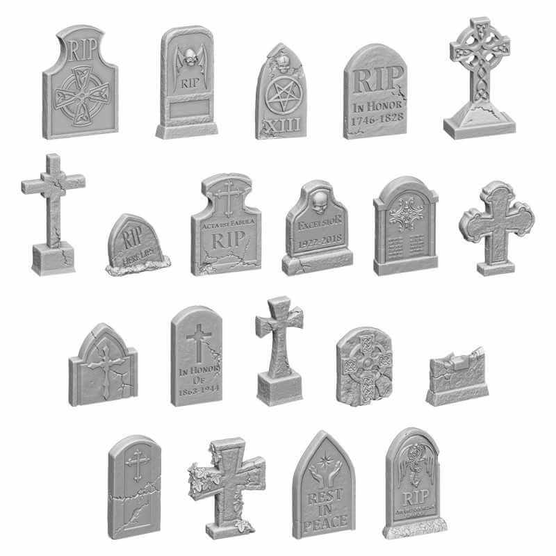 20 Tombstones - Unpainted Miniatures