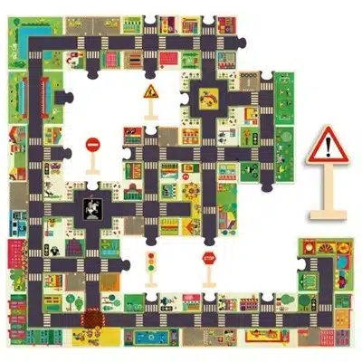 De grote stad - Vloerpuzzel - 24 stukken