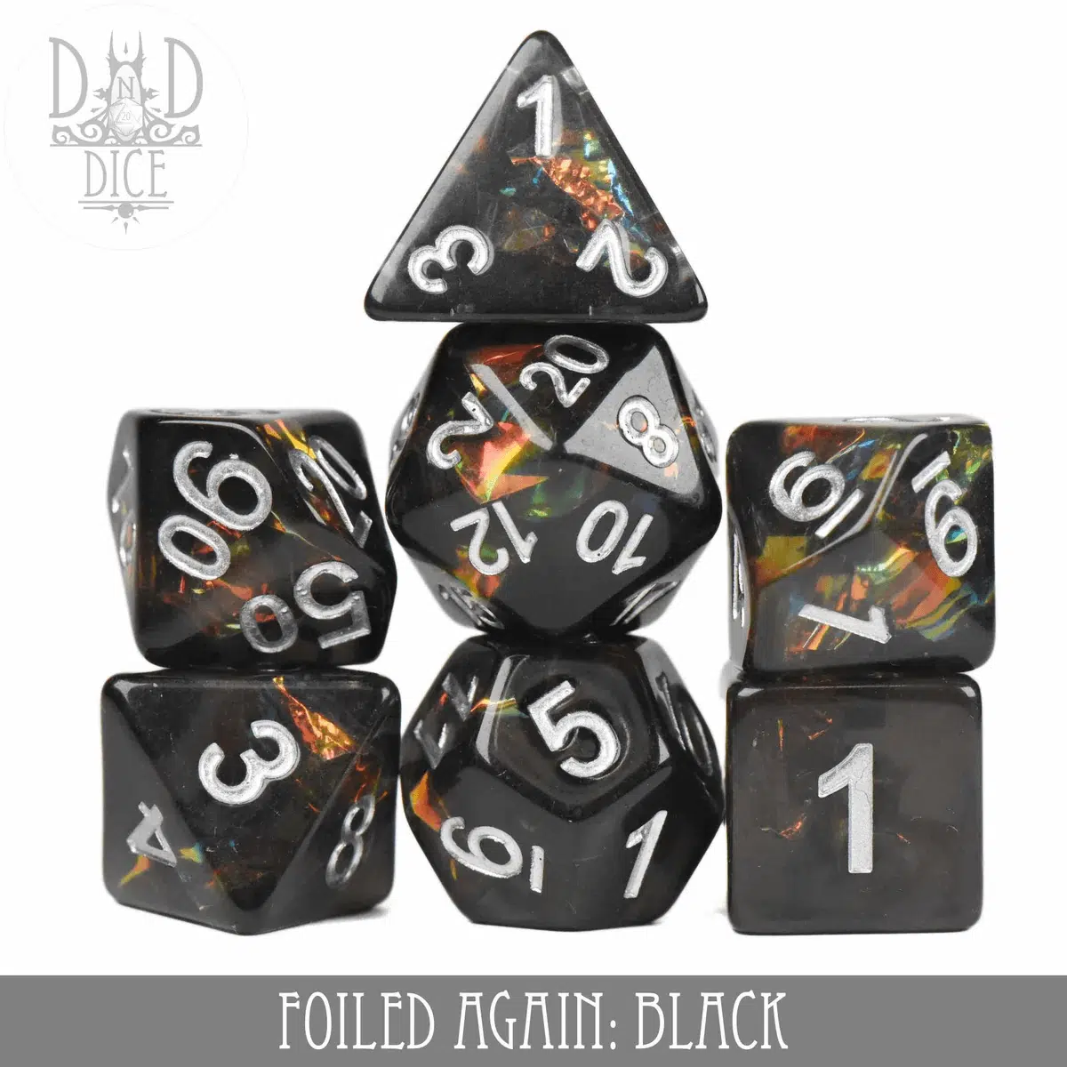 Foiled Again Black - Dice set - 7 stuks