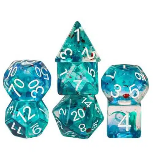 Swirl Folie Blauw/Groen/Rood - Dice set - 7 stuks