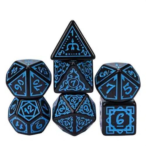 Zwart/Blauw Druids Grove - Dice set - 7 stuks