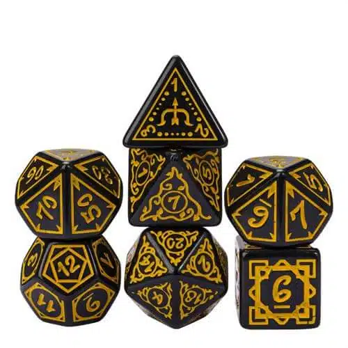 Zwart/Geel Druids Grove - Dice set - 7 stuks