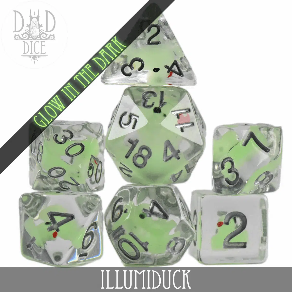 Illumiduck - Glow Dice set - 7 stuks