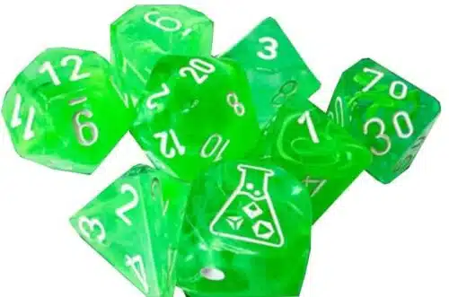 Nebula Gelatinous/white Polyhedral Lab Dice - 8 stuks