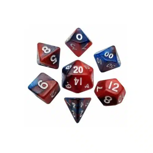 Red/Blue - Mini Dice set - 7 stuks