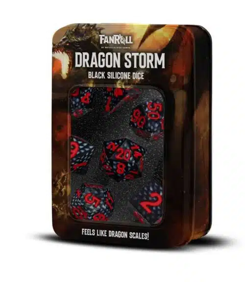 Black - Dragon Storm - Silicone Sharp Edge Dice set - 7 stuks
