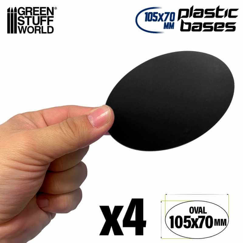 Black - Plastic Oval Base 105x77mm - 4 stuks