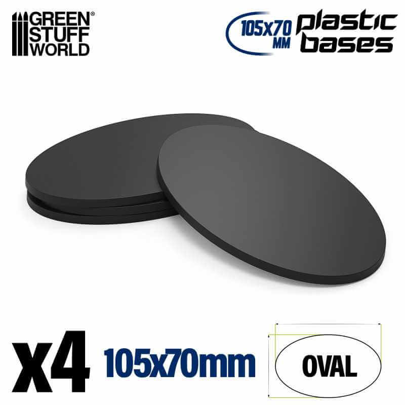 Black - Plastic Oval Base 105x77mm - 4 stuks