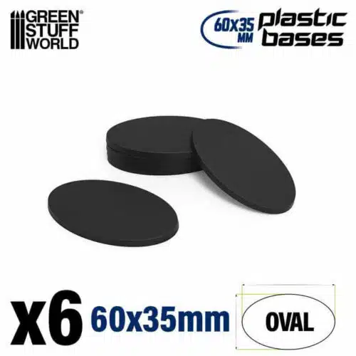Black - Plastic Oval Base 60x35mm - 6 stuks