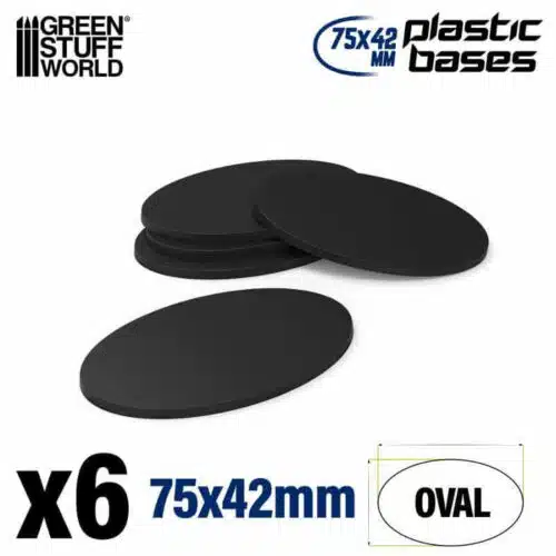Black - Plastic Oval Base 75x42mm - 6 stuks