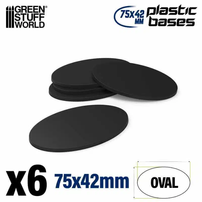 Black - Plastic Oval Base 75x42mm - 6 stuks