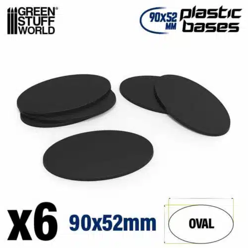 Black - Plastic Oval Base 90x52mm - 6 stuks